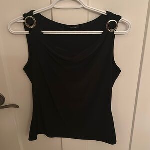 Coin Black Sleeveless Top with silver shoulder details, size M